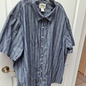 True Nation Men's Casual Blue  Striped Shirt Button Down 5XL. EUC
